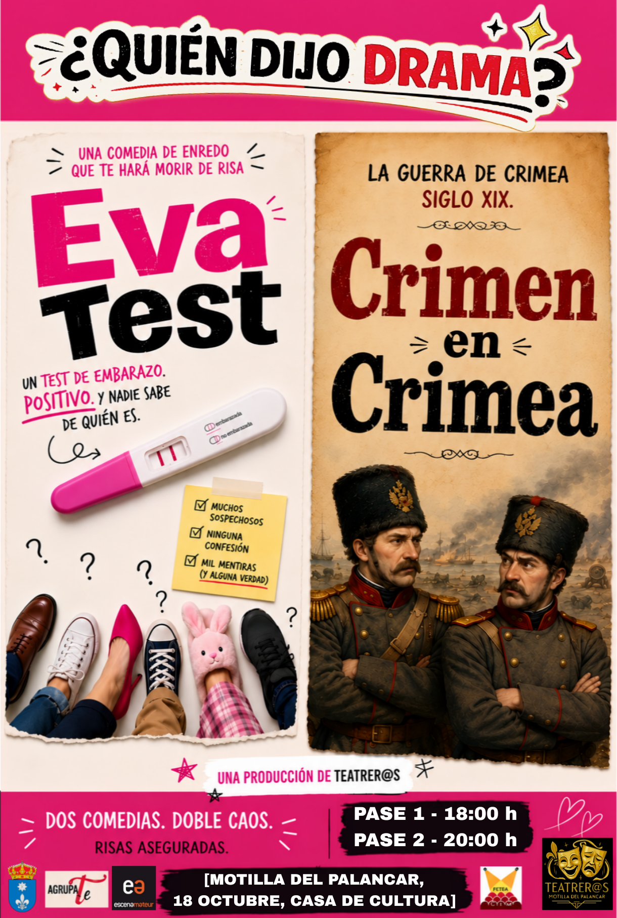 Cartel de la obra ¿Quién Dijo Drama?, interpretada por Teatrer@s Teatro