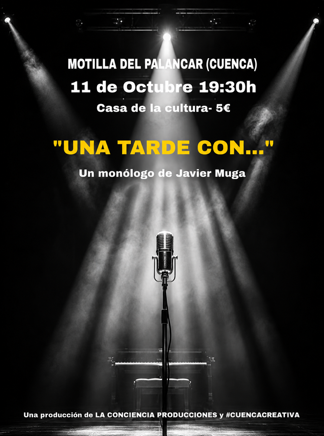 Cartel del monólogo Una tarde con…, interpretado por Javier Muga